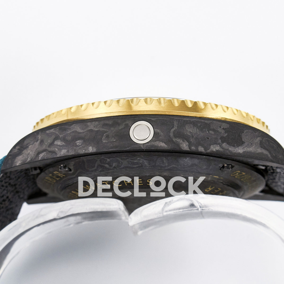 Rolex Sea-Dweller Custom Carbon Black Blue Strap DIWF A2824 replica - case side