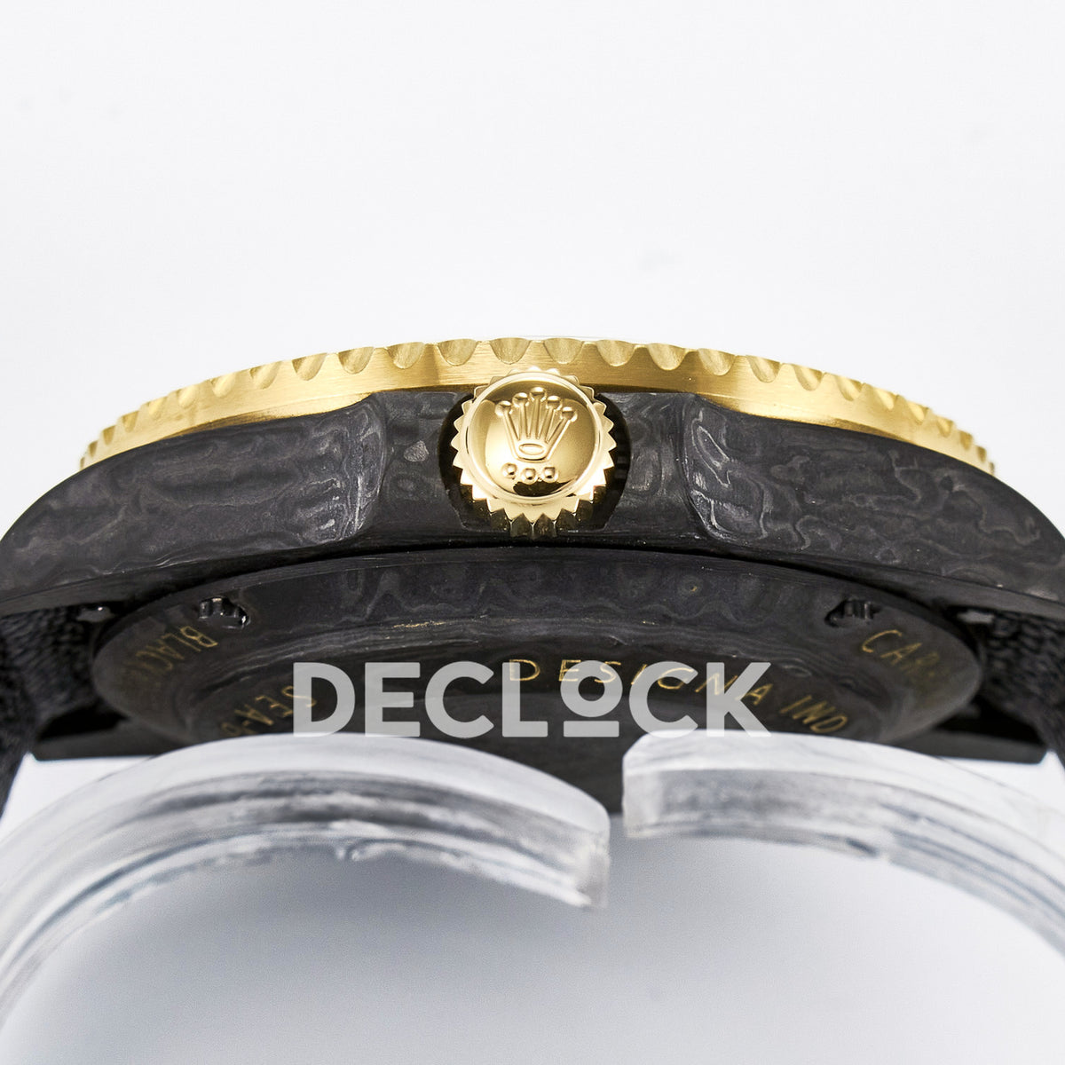 Rolex Sea-Dweller Custom Carbon Black Blue Strap DIWF A2824 replica - crown side