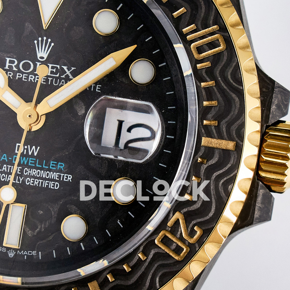 Rolex Sea-Dweller Custom Carbon Black Blue Strap DIWF A2824 replica - date window