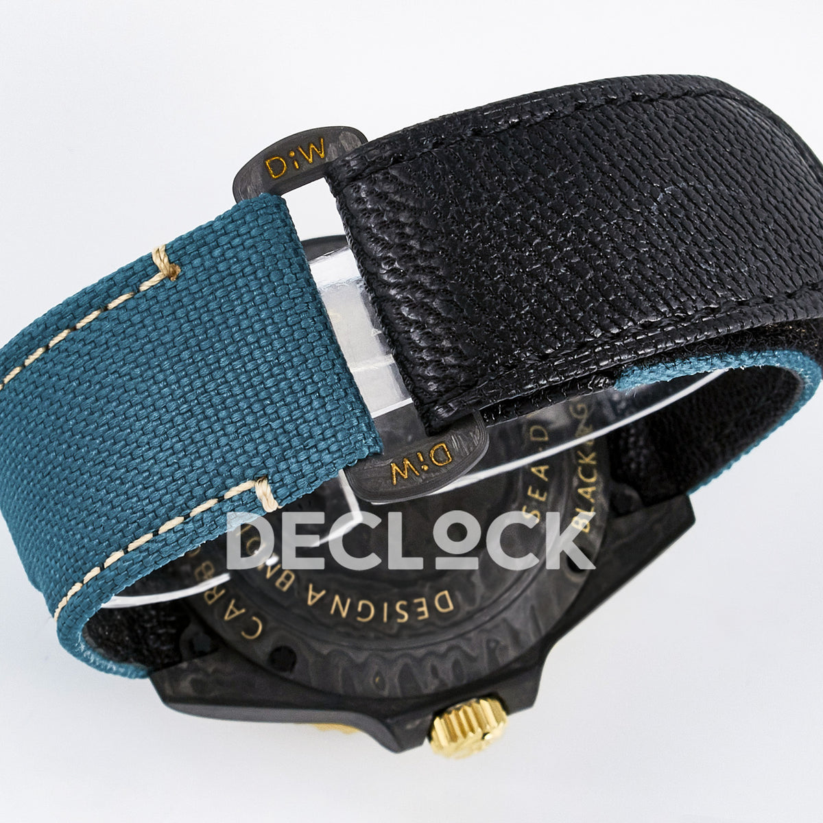 Rolex Sea-Dweller Custom Carbon Black Blue Strap DIWF A2824 replica - strap closure