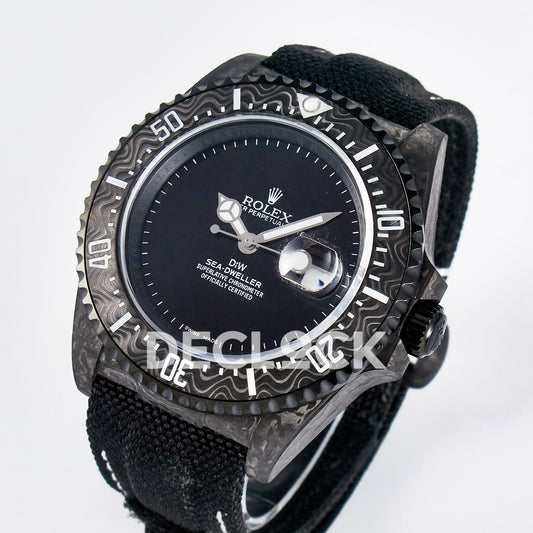 Rolex Sea-Dweller Custom Carbon Black DIWF A2824 replica - angled front