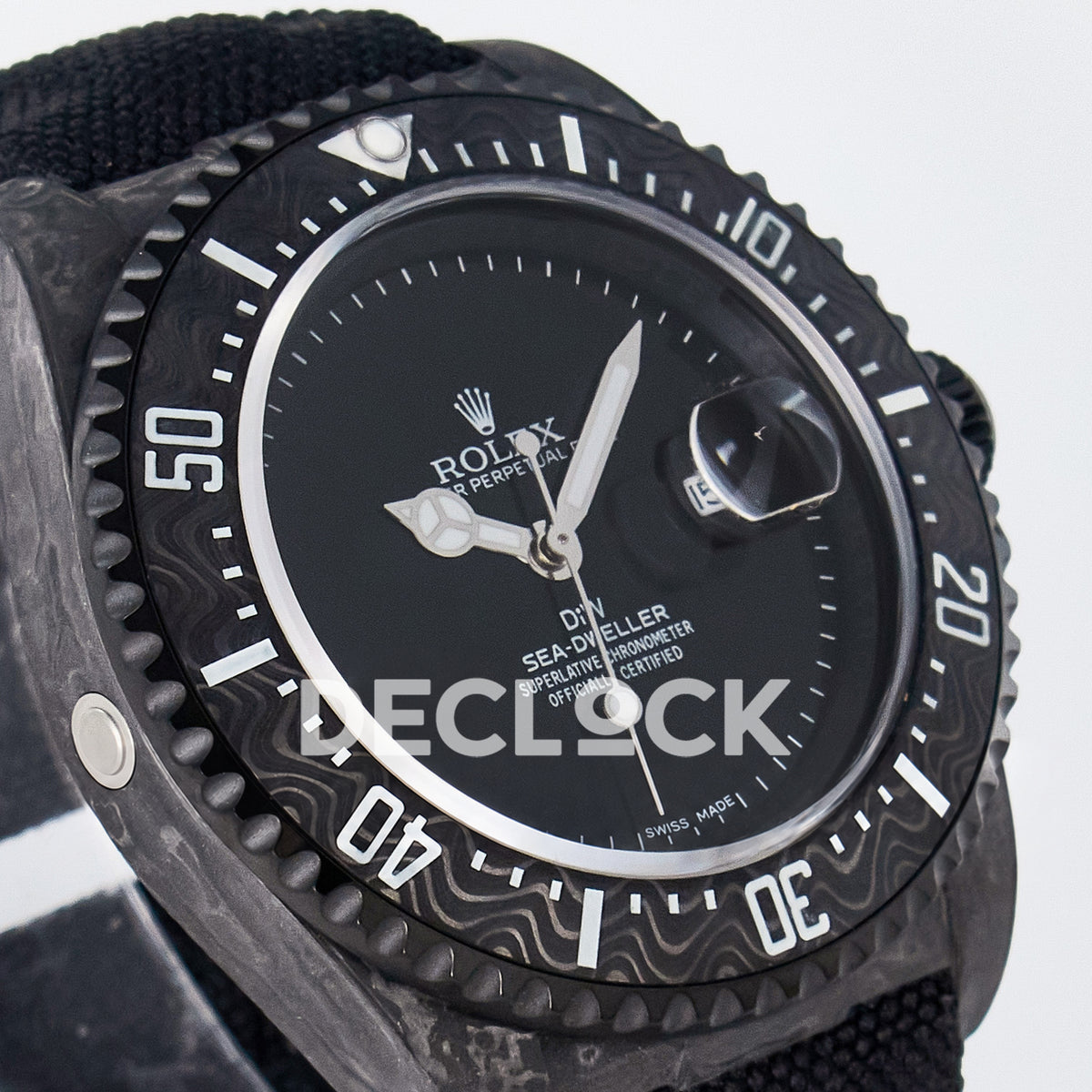 Rolex Sea-Dweller Custom Carbon Black DIWF A2824 replica - angled left