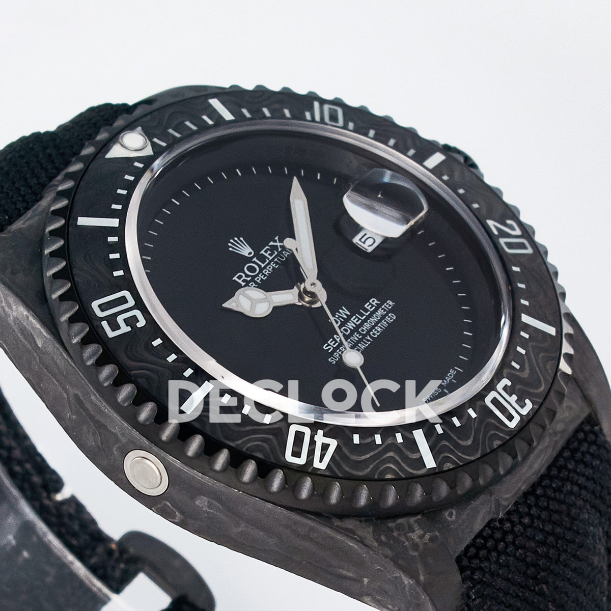 Rolex Sea-Dweller Custom Carbon Black DIWF A2824 replica - angled right