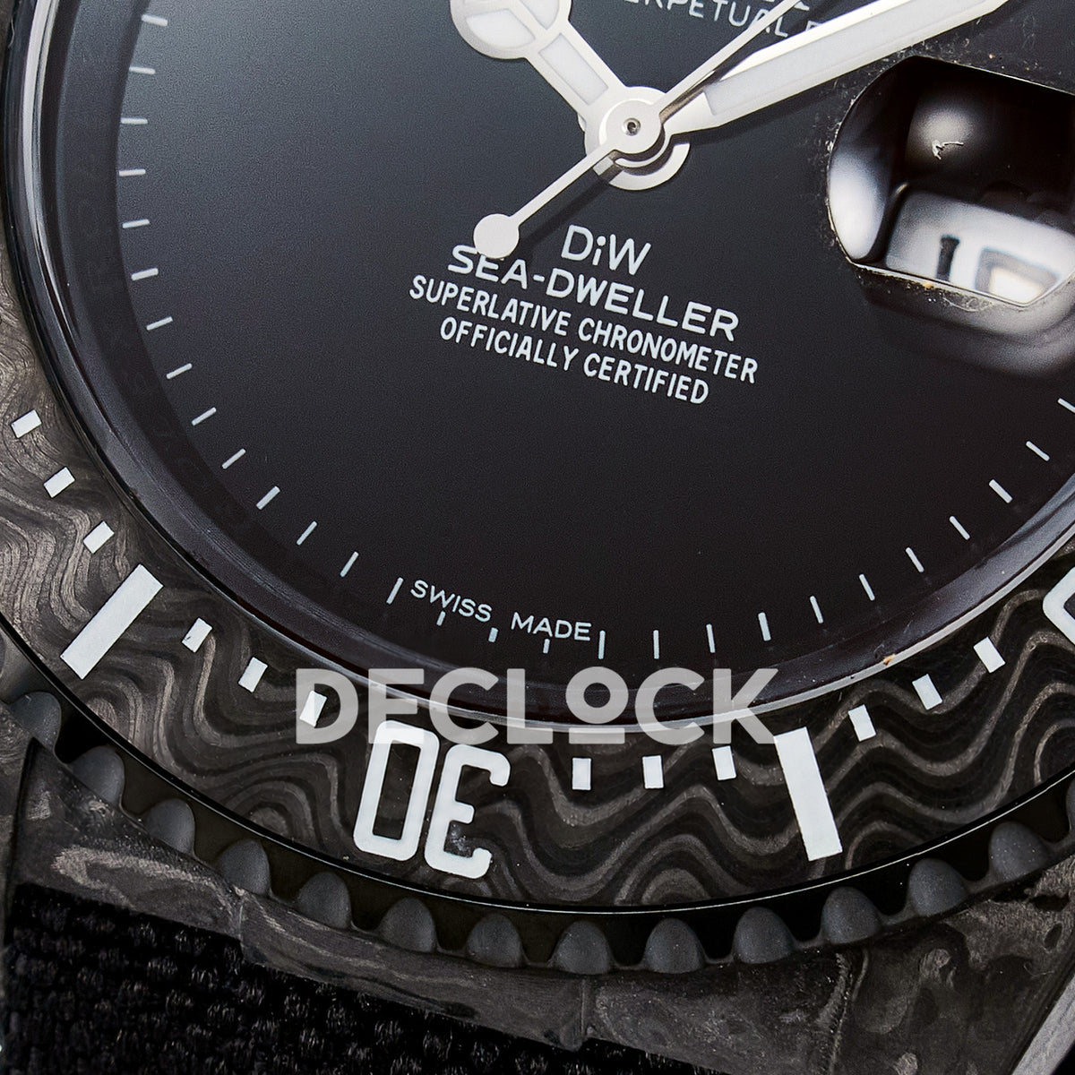 Rolex Sea-Dweller Custom Carbon Black DIWF A2824 replica - bezel close up