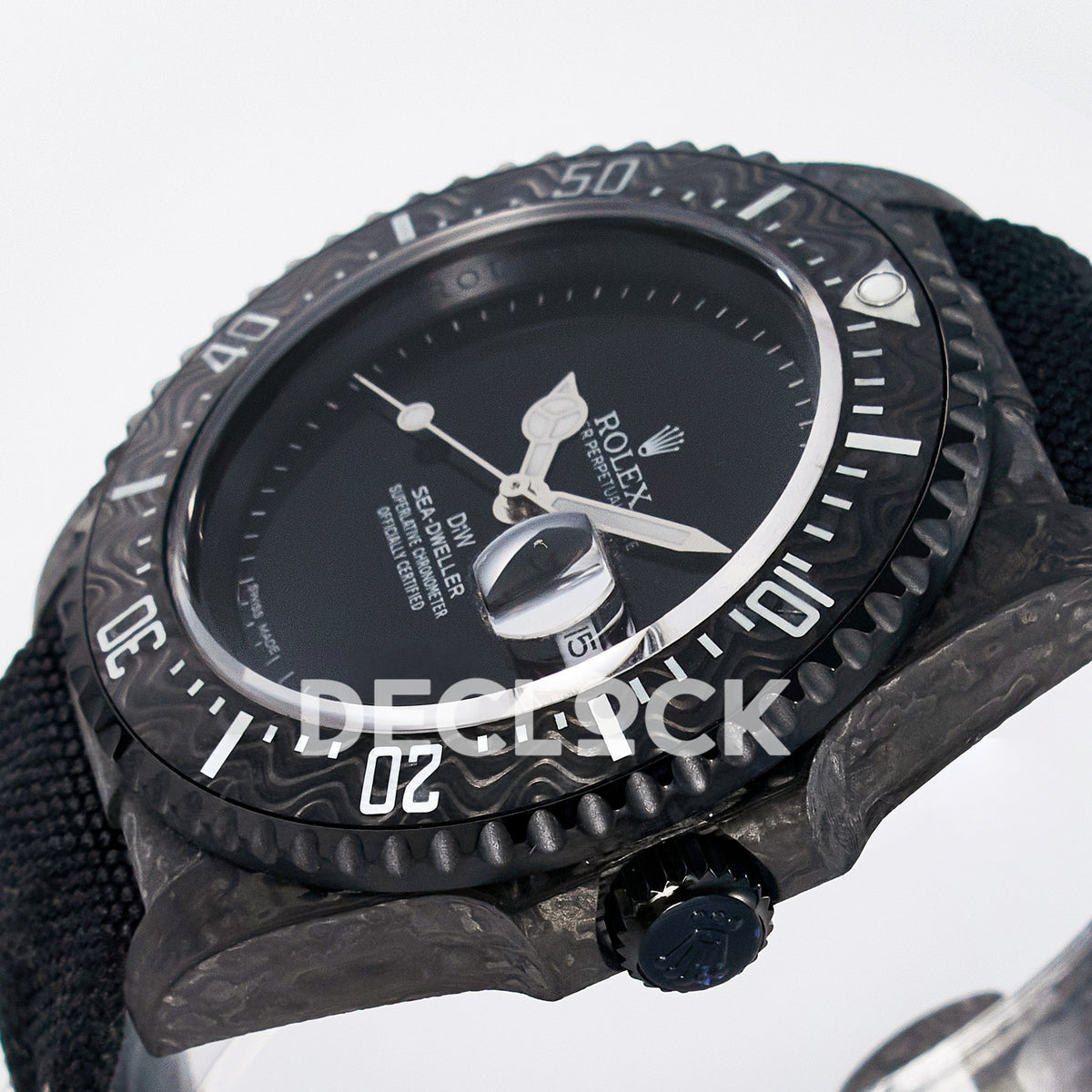 Rolex Sea-Dweller Custom Carbon Black DIWF A2824 replica - crown side front