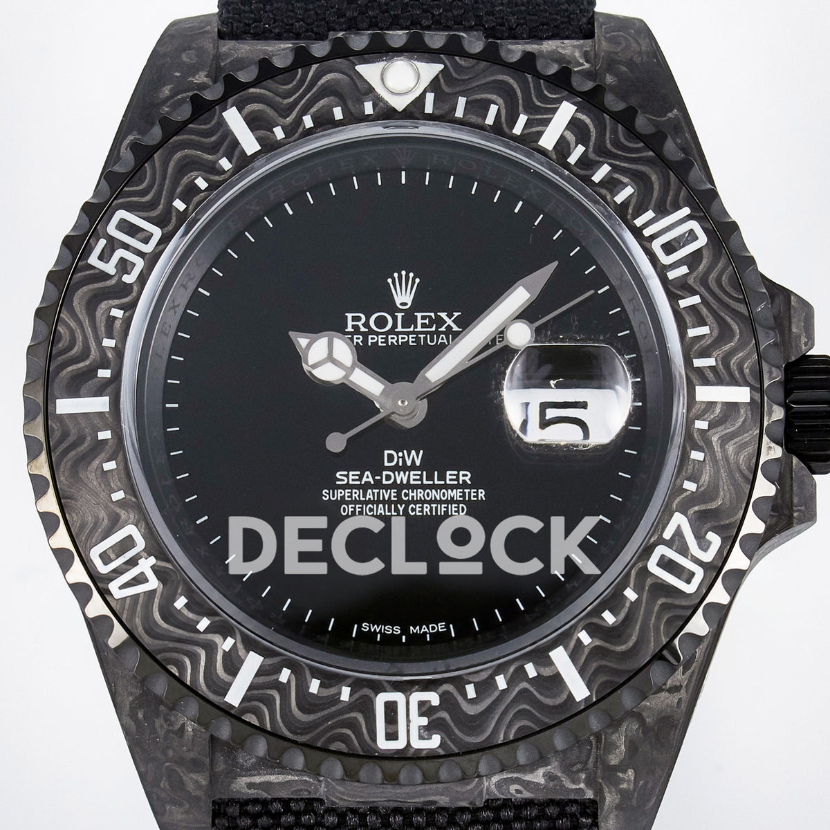 Rolex Sea-Dweller Custom Carbon Black DIWF A2824 replica - dial close up