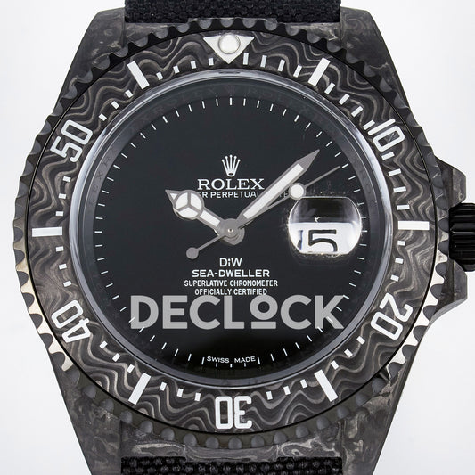 Rolex Sea-Dweller Custom Carbon Black DIWF A2824 replica - dial close up