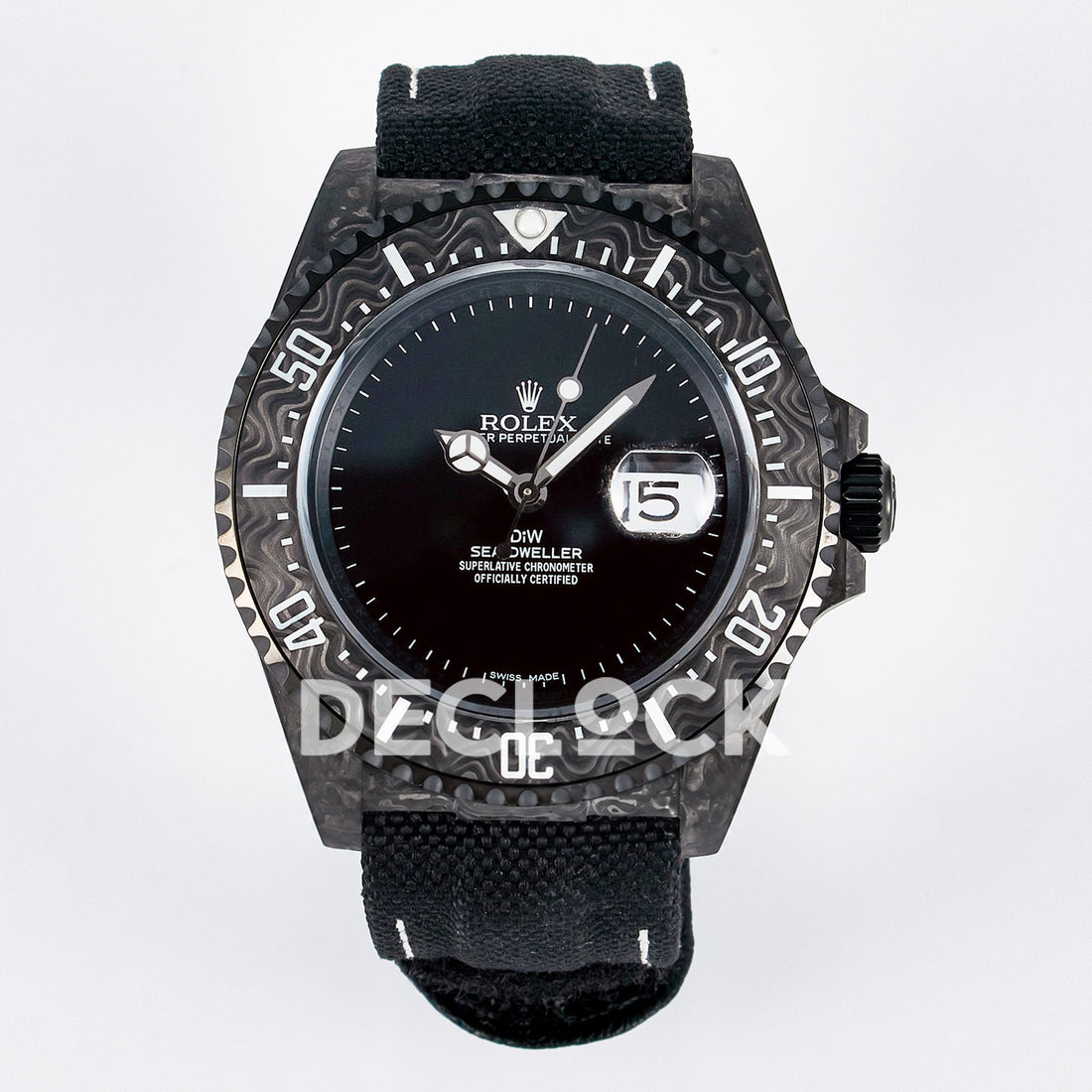 Rolex Sea-Dweller Custom Carbon Black DIWF A2824 replica - front Custom
