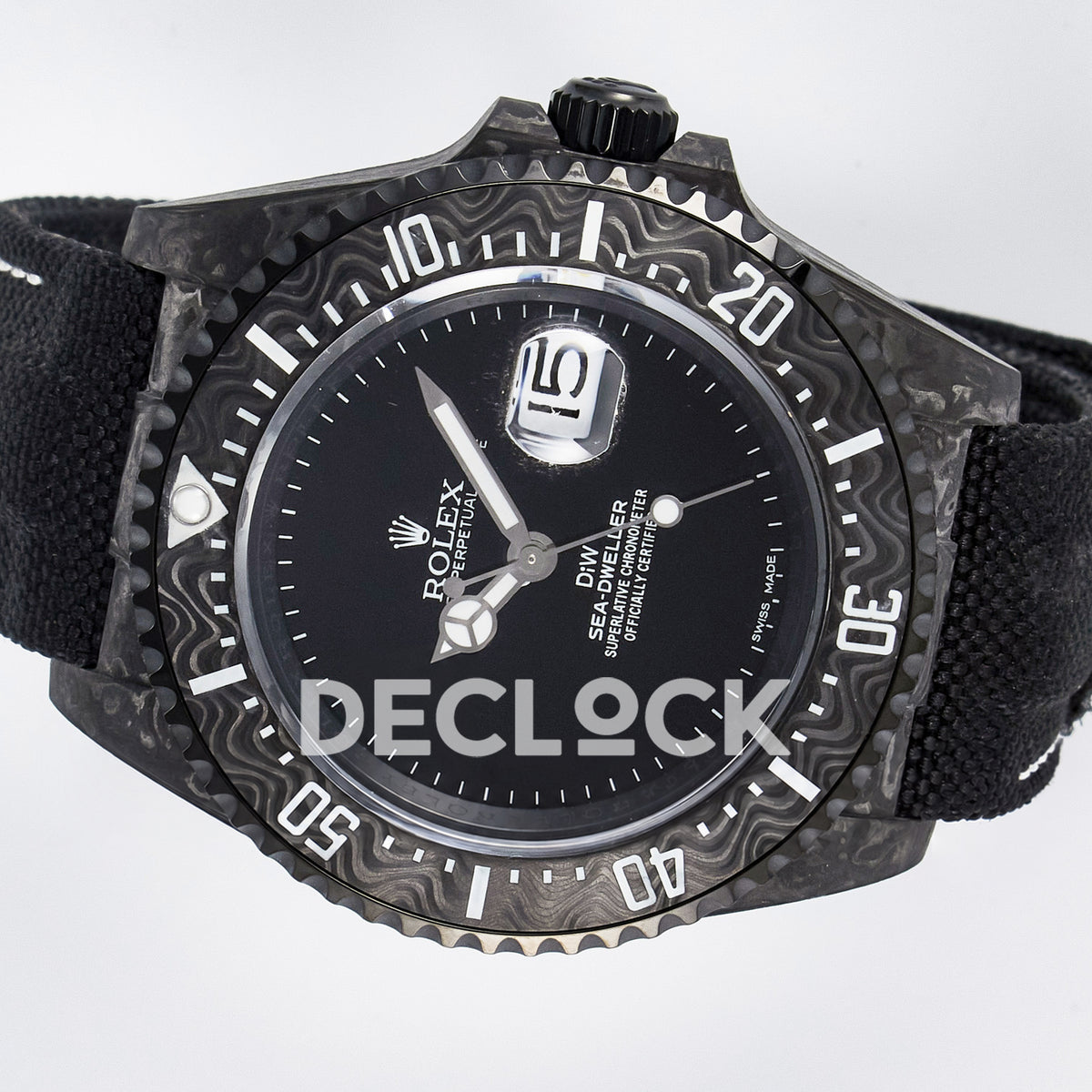 Rolex Sea-Dweller Custom Carbon Black DIWF A2824 replica - rotated dial