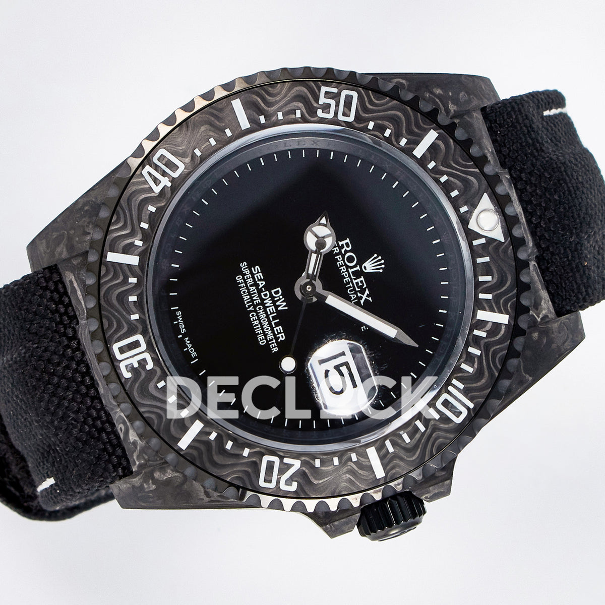 Rolex Sea-Dweller Custom Carbon Black DIWF A2824 replica - rotated front