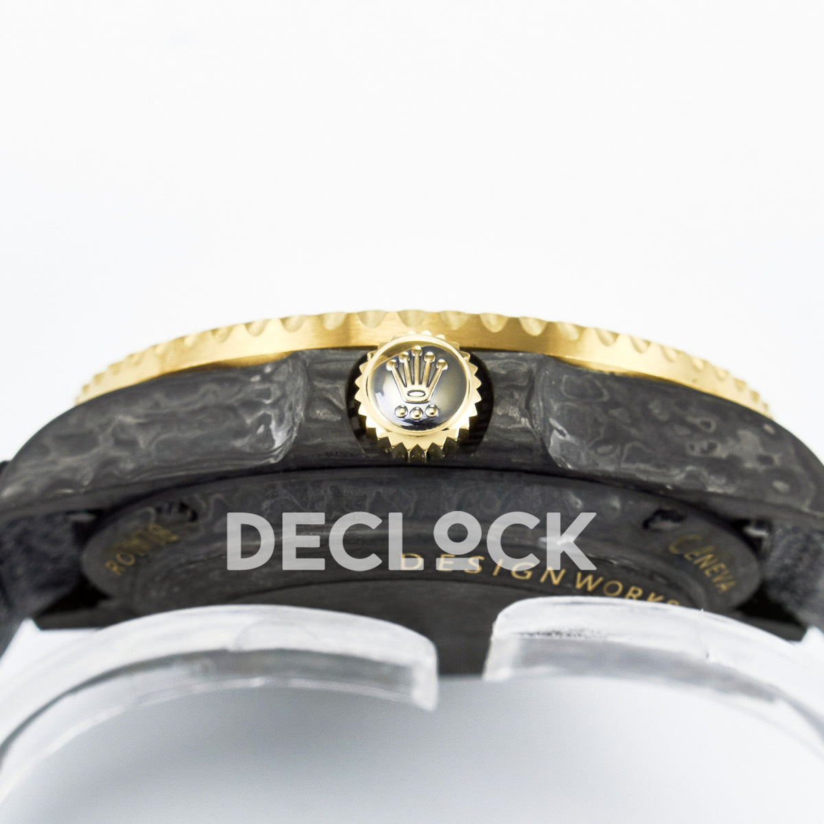 Rolex Sea-Dweller Custom Carbon Black Gold DIWF A2824 replica - crown side