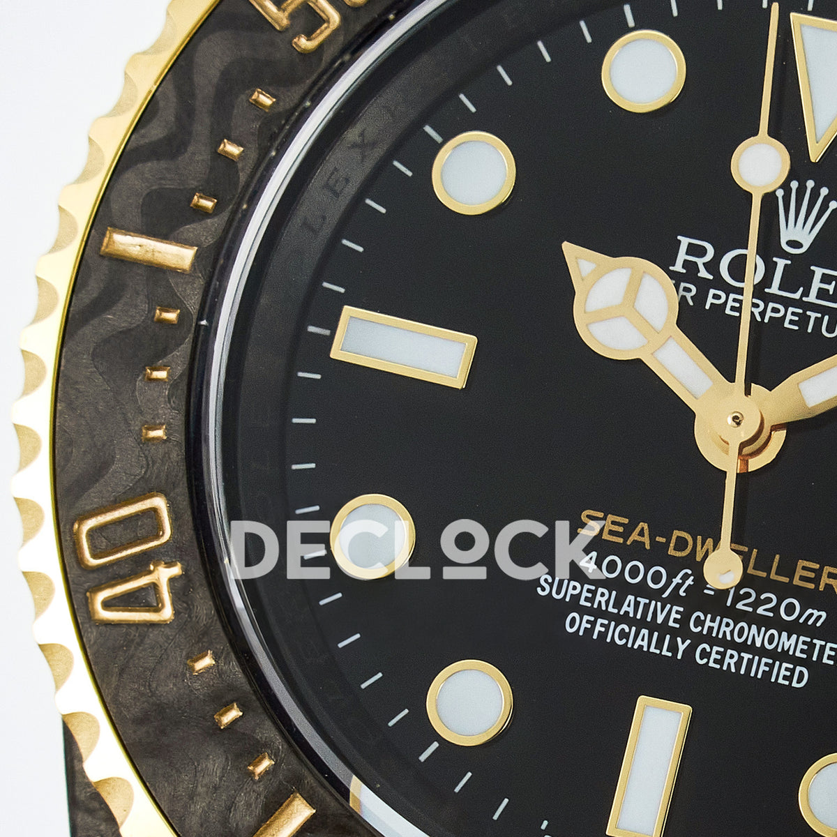 Rolex Sea-Dweller Custom Carbon Black Gold DIWF A2824 replica - dial left