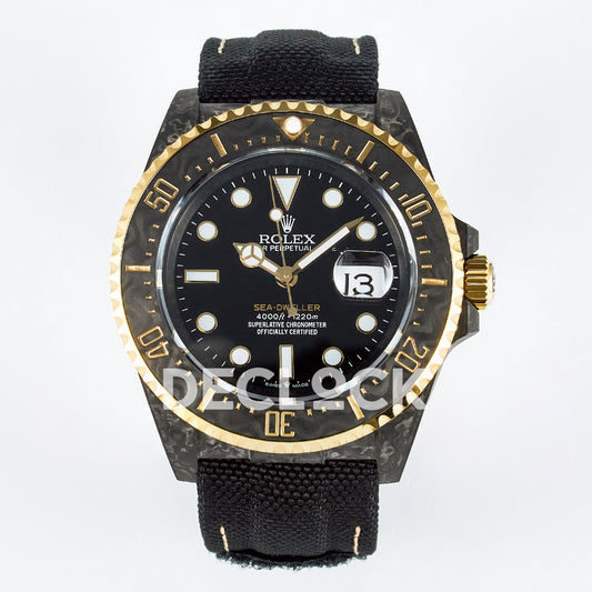 Rolex Sea-Dweller Custom Carbon Black Gold DIWF A2824 replica - front