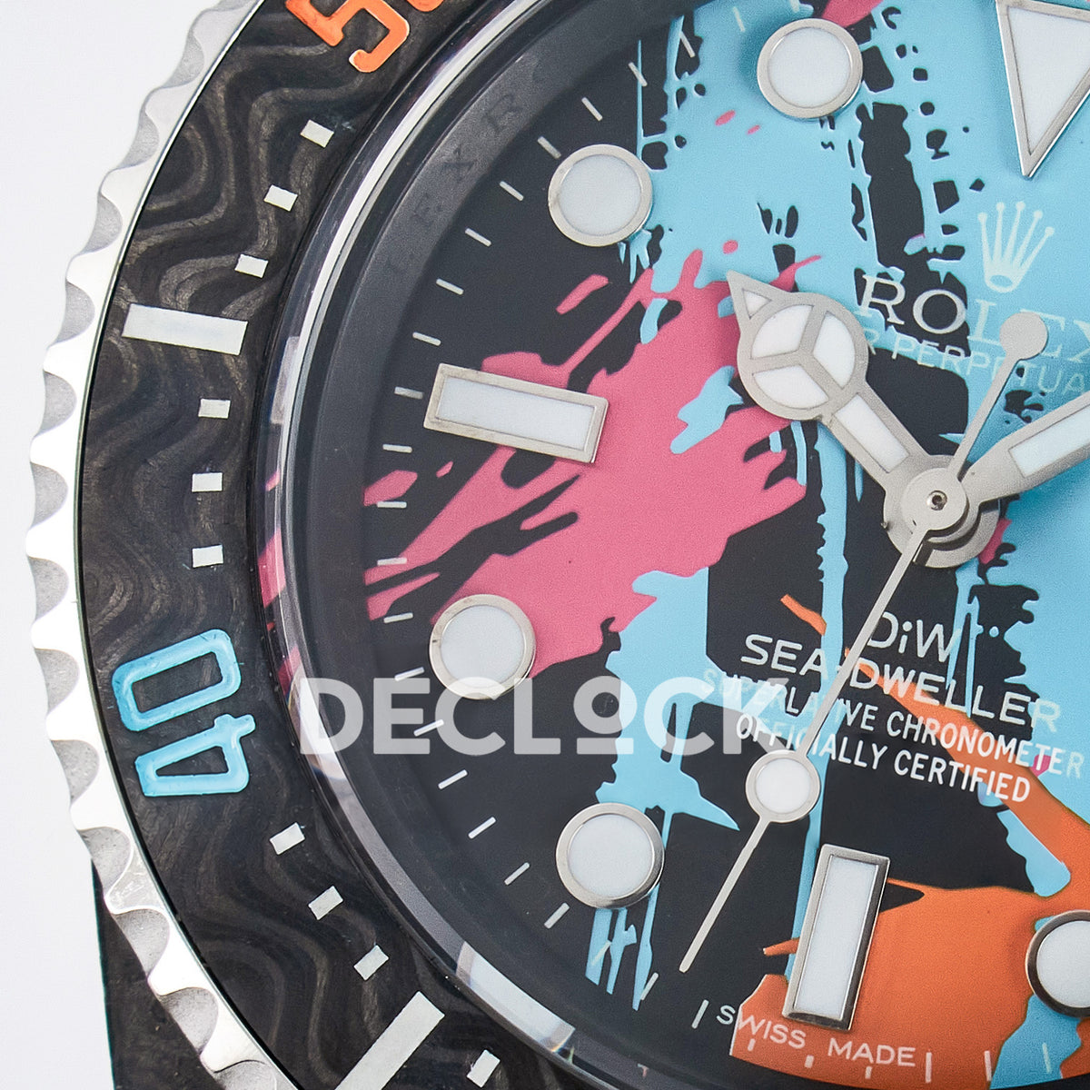 Rolex Sea-Dweller Custom Carbon Graffiti DIWF A2824 replica - dial left