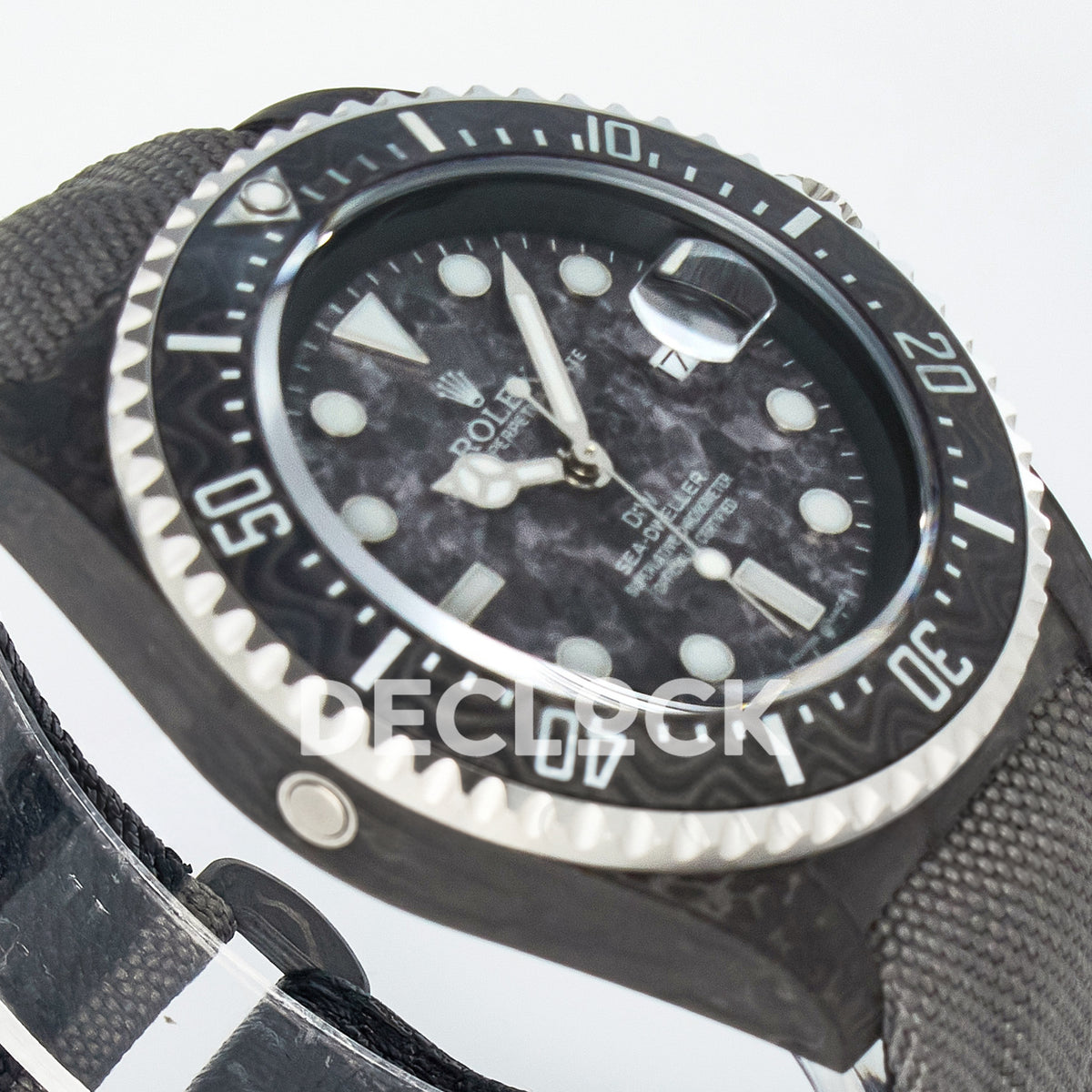 Rolex Sea-Dweller Custom Carbon Gray Gray Strap DIWF A2824 V2 replica - angled right