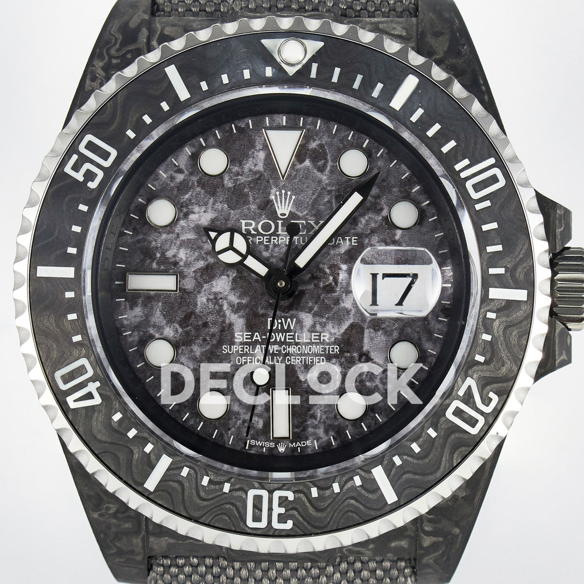 Rolex Sea-Dweller Custom Carbon Gray Gray Strap DIWF A2824 V2 replica - dial close up