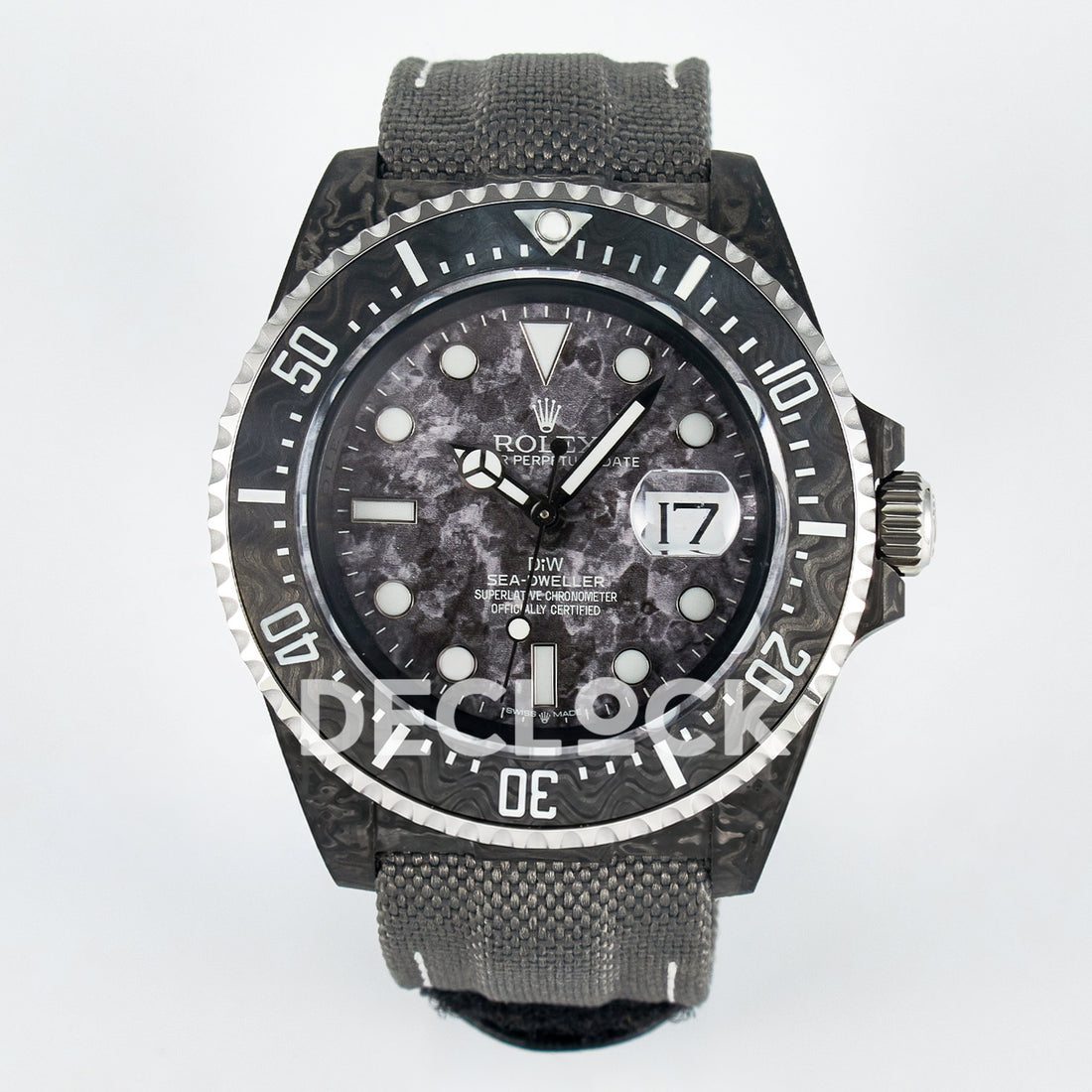 Rolex Sea-Dweller Custom Carbon Gray Gray Strap DIWF A2824 V2 replica - front Custom