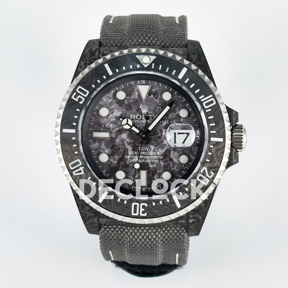 Rolex Sea-Dweller Custom Carbon Gray Gray Strap DIWF A2824 V2 replica - front