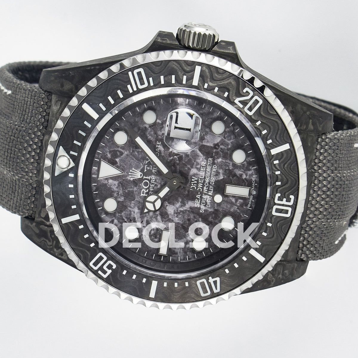 Rolex Sea-Dweller Custom Carbon Gray Gray Strap DIWF A2824 V2 replica - rotated dial