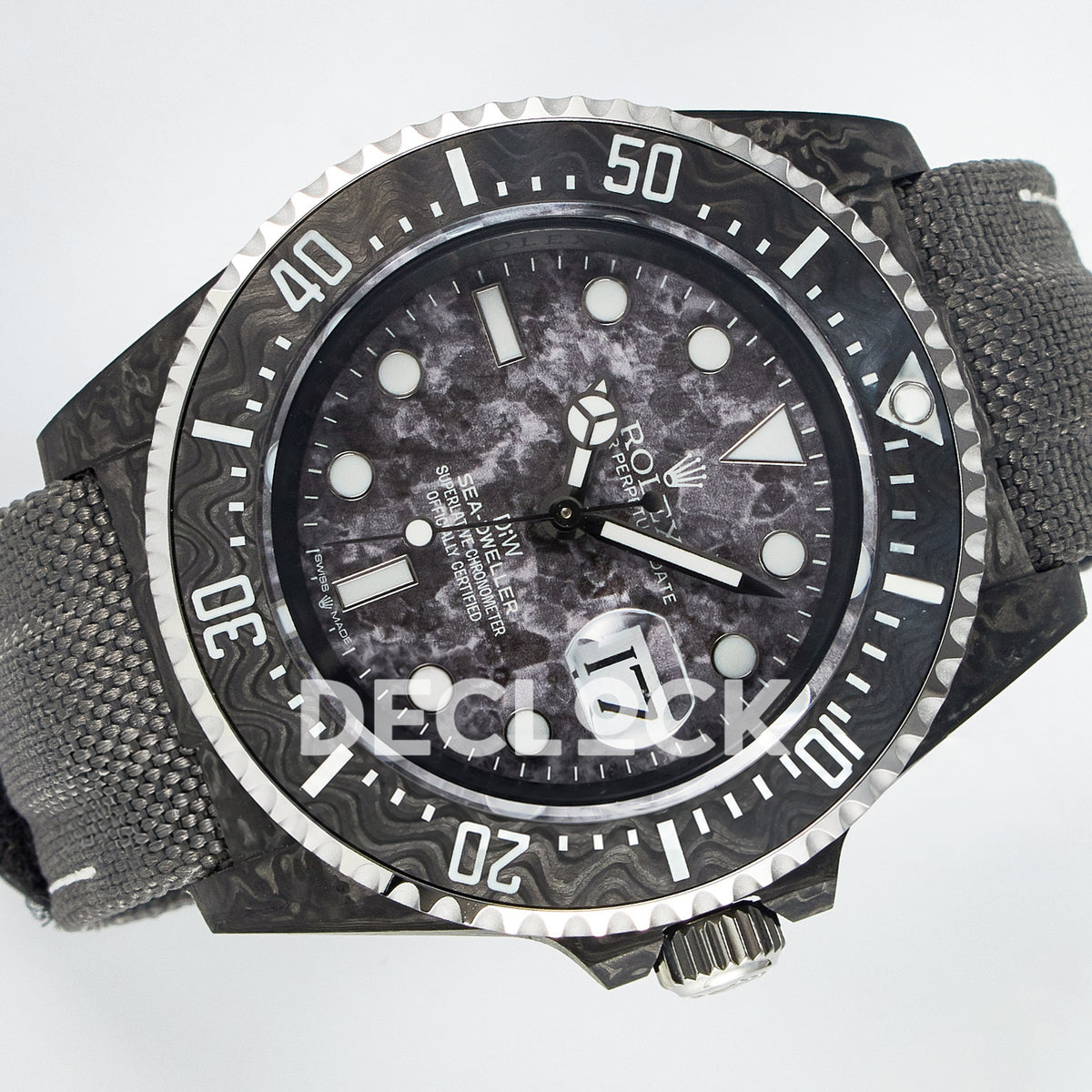 Rolex Sea-Dweller Custom Carbon Gray Gray Strap DIWF A2824 V2 replica - rotated front