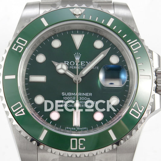 Rolex Submariner 116610LV 40mm EWEF Green Dial A3135 replica - dial closeup
