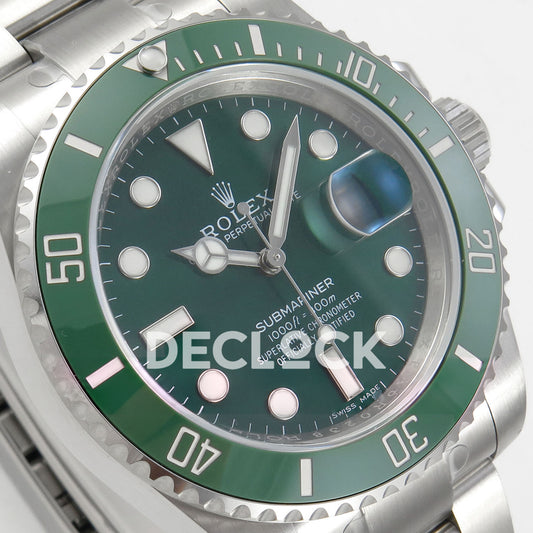 Rolex Submariner 116610LV 40mm EWEF Green Dial A3135 replica - dial angle left
