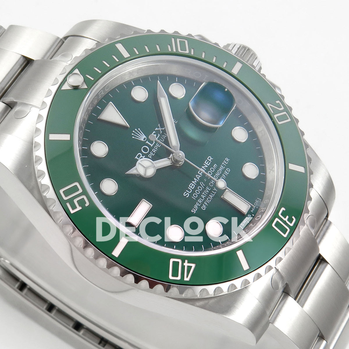 Rolex Submariner 116610LV 40mm EWEF Green Dial A3135 replica - dial side angle