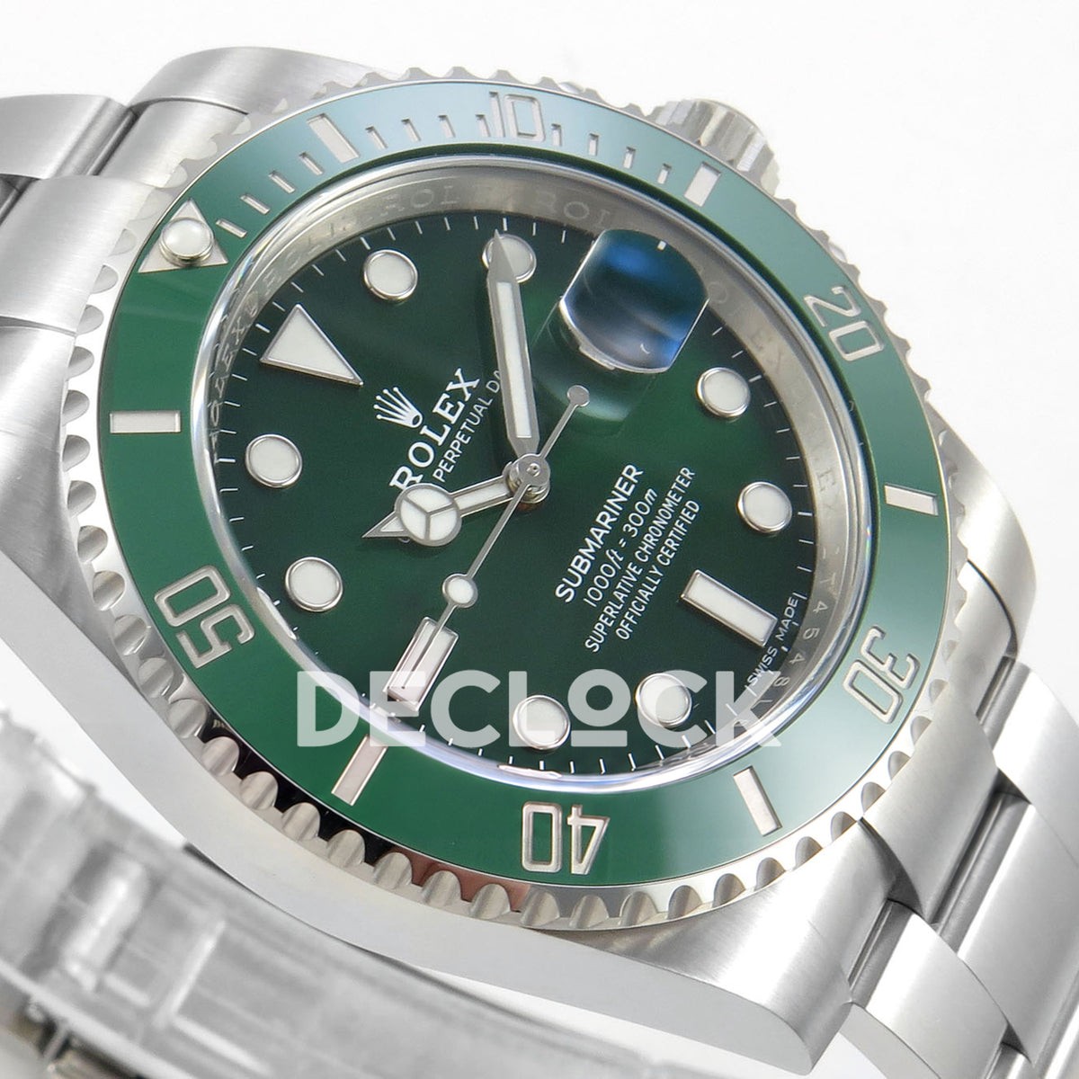 Rolex Submariner 40mm 116610LV VF Green Dial DD3135 replica - dial side angle
