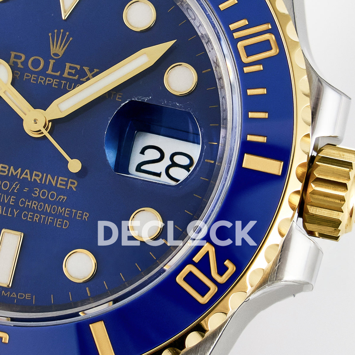 Rolex Submariner 116613LB 40.5mm VSF Two-Tone Blue Dial VS3135 replica - crown date macro