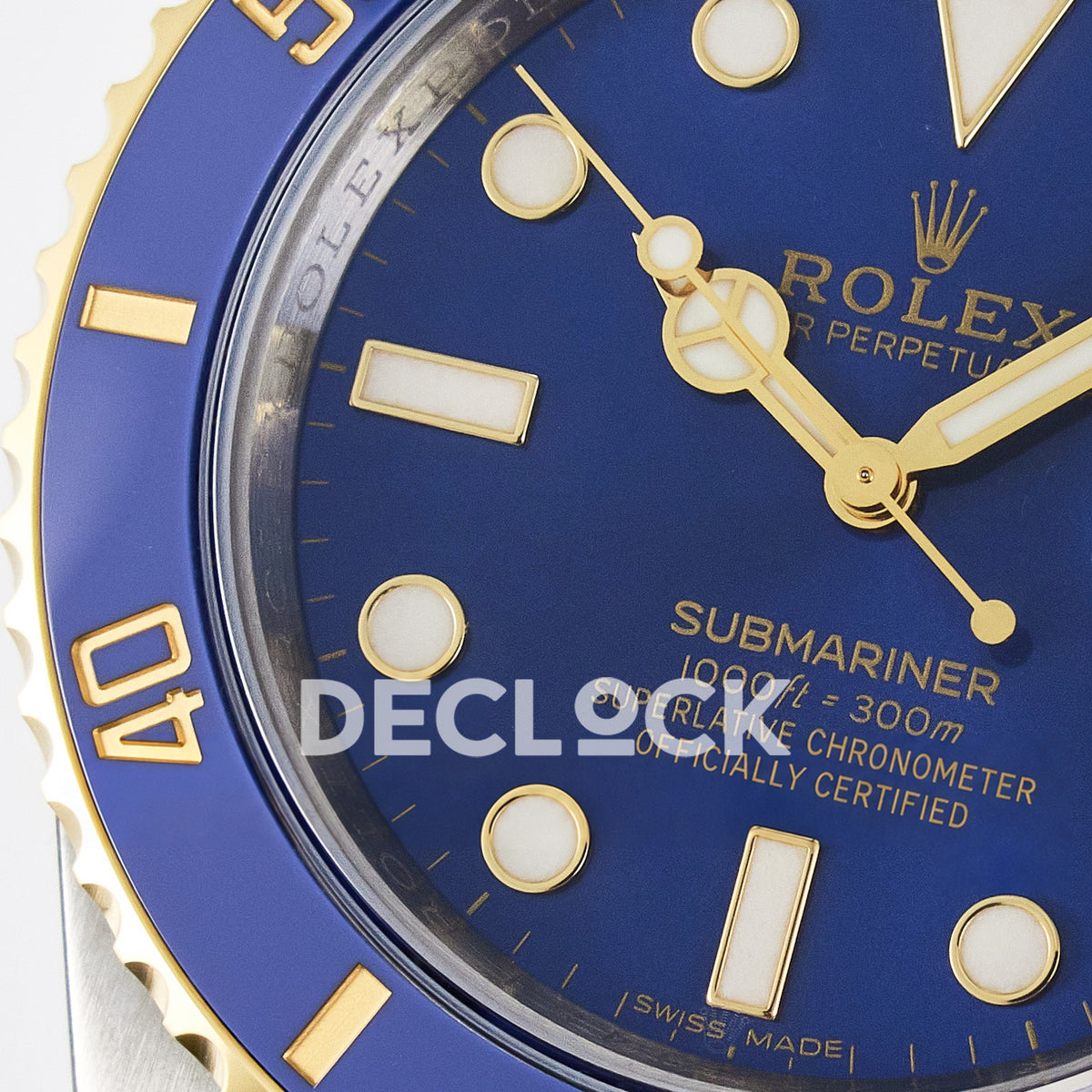 Rolex Submariner 116613LB 40.5mm VSF Two-Tone Blue Dial VS3135 replica - dial left closeup