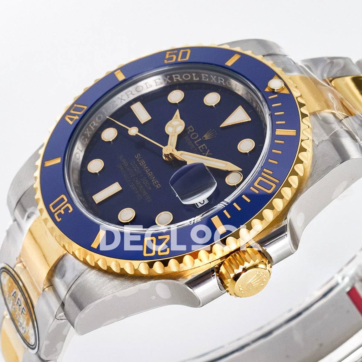Rolex Submariner 116613LB 40mm ARF Two-Tone Blue Dial SH3135 replica - crown front angle