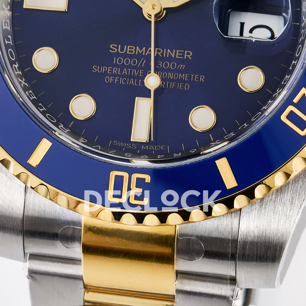 Rolex Submariner 116613LB 40mm ARF Two-Tone Blue Dial SH3135 replica - lower dial closeup