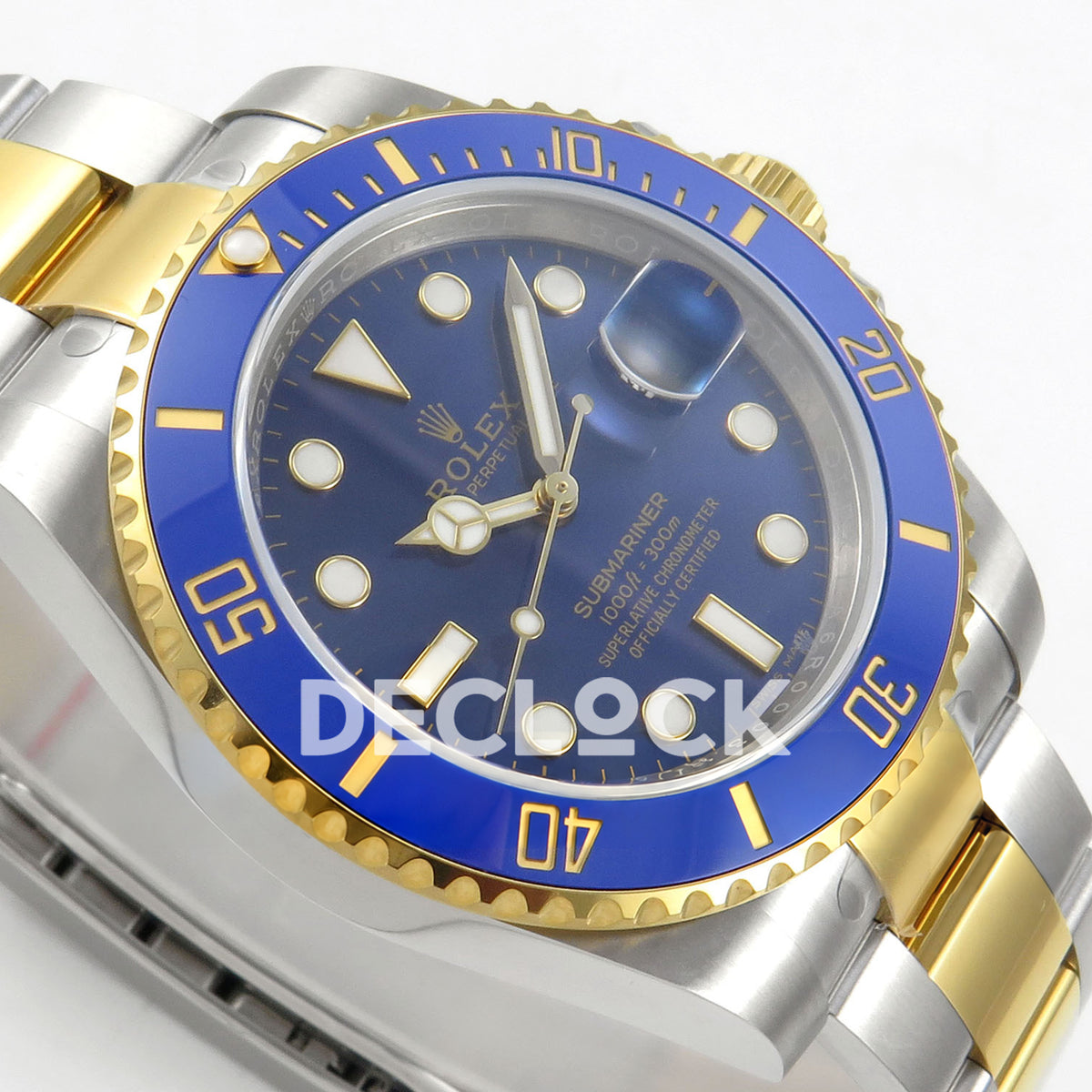 Rolex Submariner 116613LB 40mm EWEF Two-Tone Blue Dial A3135 replica - dial side angle