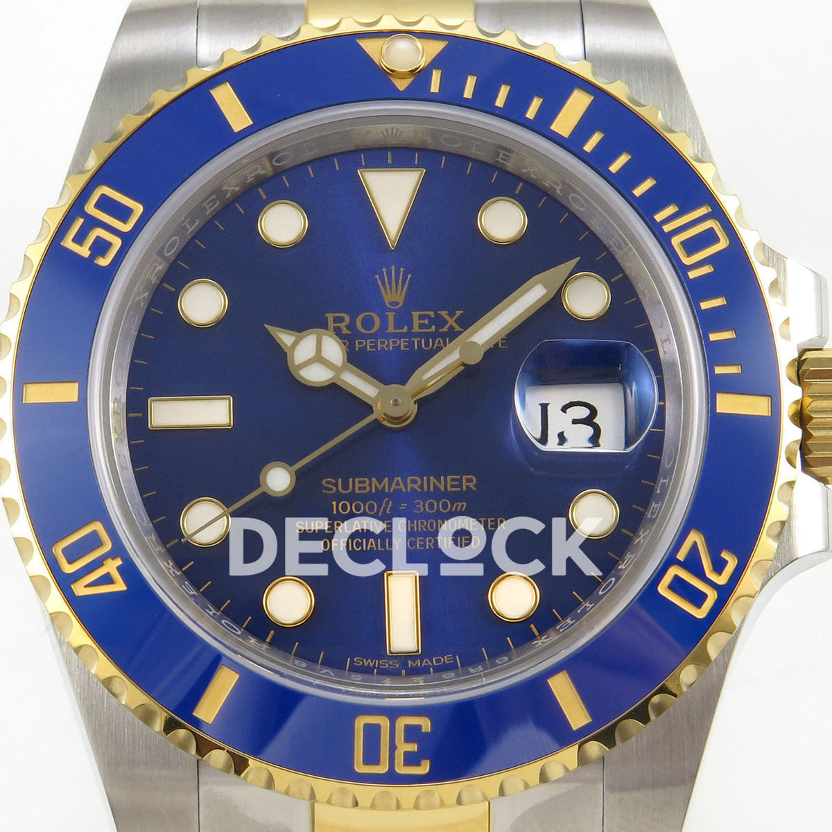 Rolex Submariner 116613LB 40mm RCF Two-Tone Blue Dial A3135 replica - dial closeup
