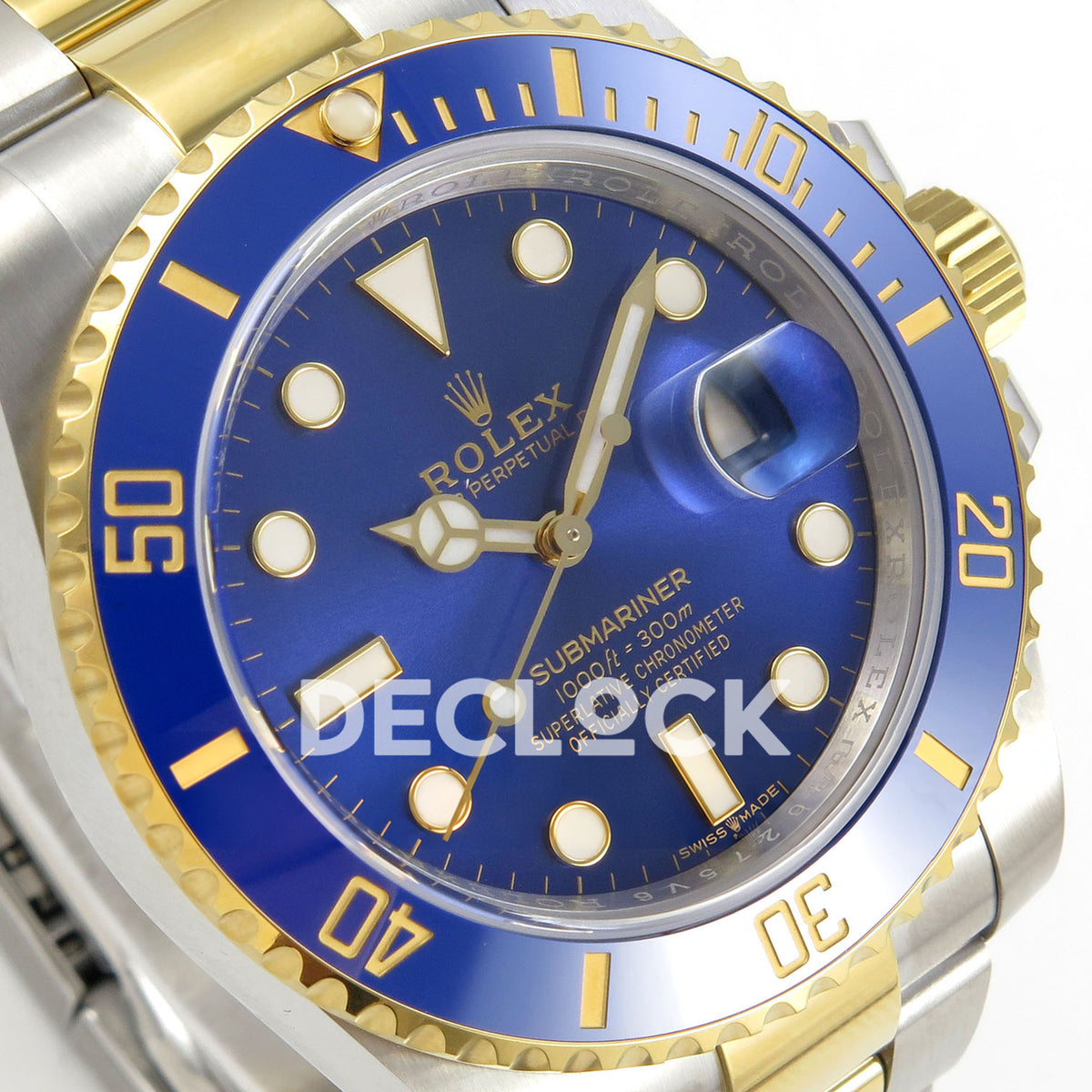 Rolex Submariner 116613LB 40mm RCF Two-Tone Blue Dial A3135 replica - dial angle left