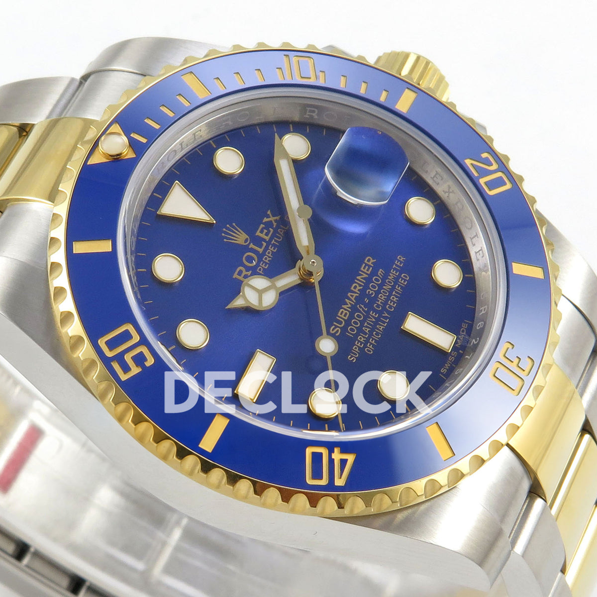 Rolex Submariner 116613LB 40mm RCF Two-Tone Blue Dial A3135 replica - dial side angle