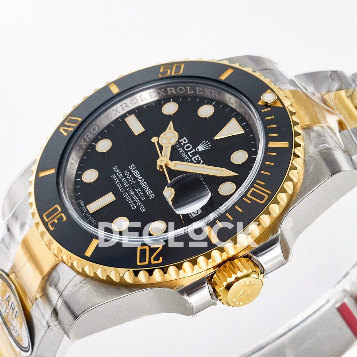 Rolex Submariner 116613LN 40mm ARF Two-Tone Black Dial SH3135 replica - crown front angle