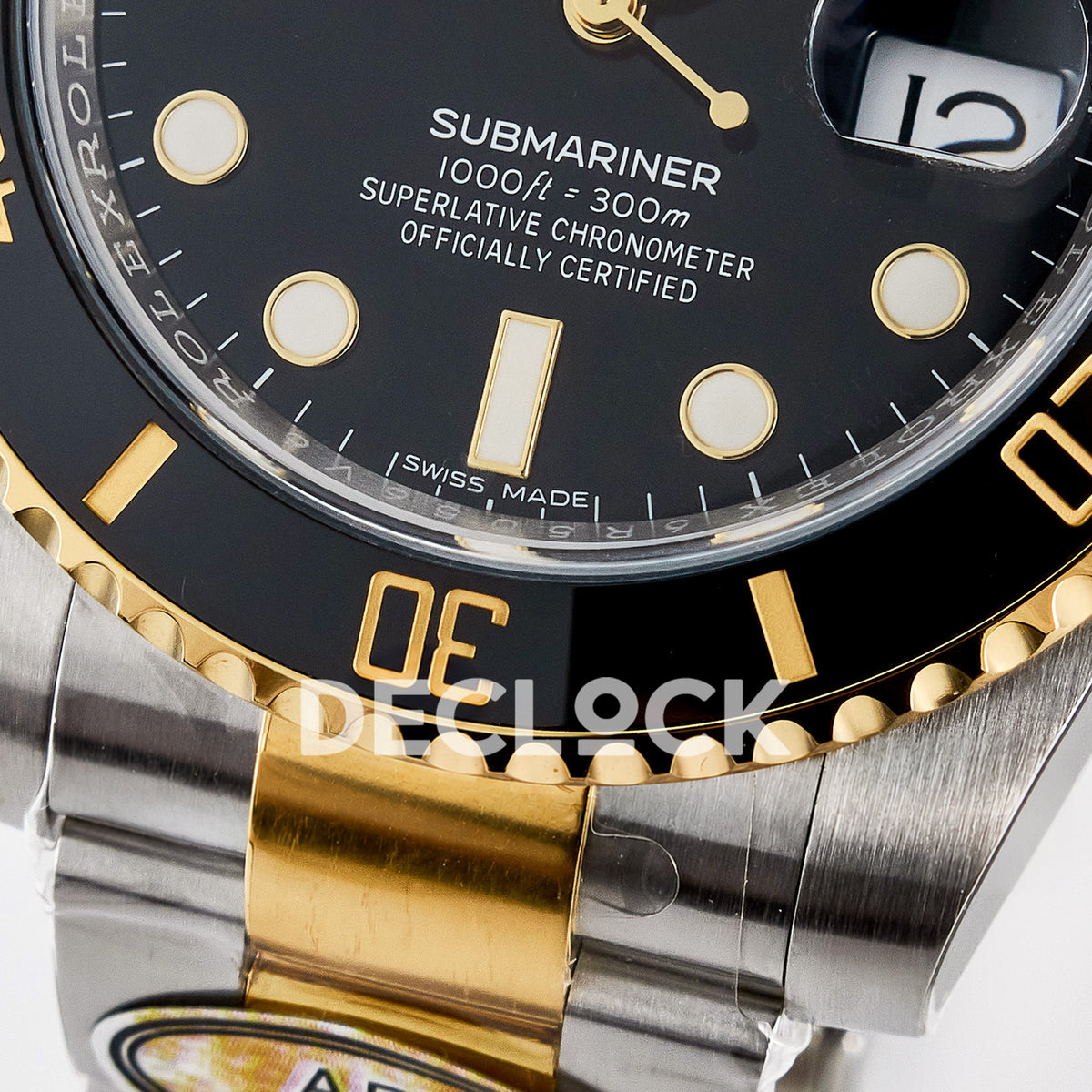 Rolex Submariner 116613LN 40mm ARF Two-Tone Black Dial SH3135 replica - lower dial closeup