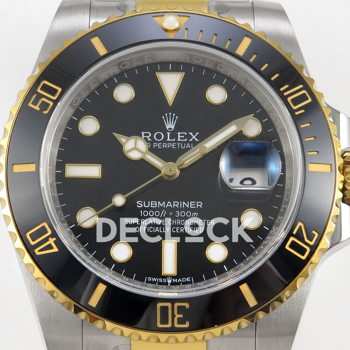 Rolex Submariner 116613LN 40mm EWEF Two-Tone Black Dial A3135 replica - dial closeup