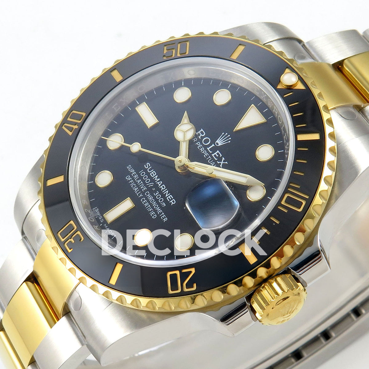 Rolex Submariner 116613LN 40mm EWEF Two-Tone Black Dial A3135 replica - dial angle right