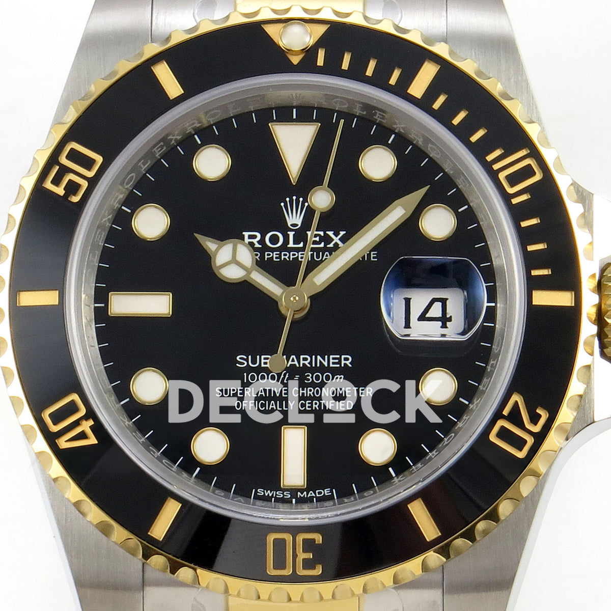 Rolex Submariner 116613LN 40mm RCF Two-Tone Black Dial A3135 replica - dial closeup
