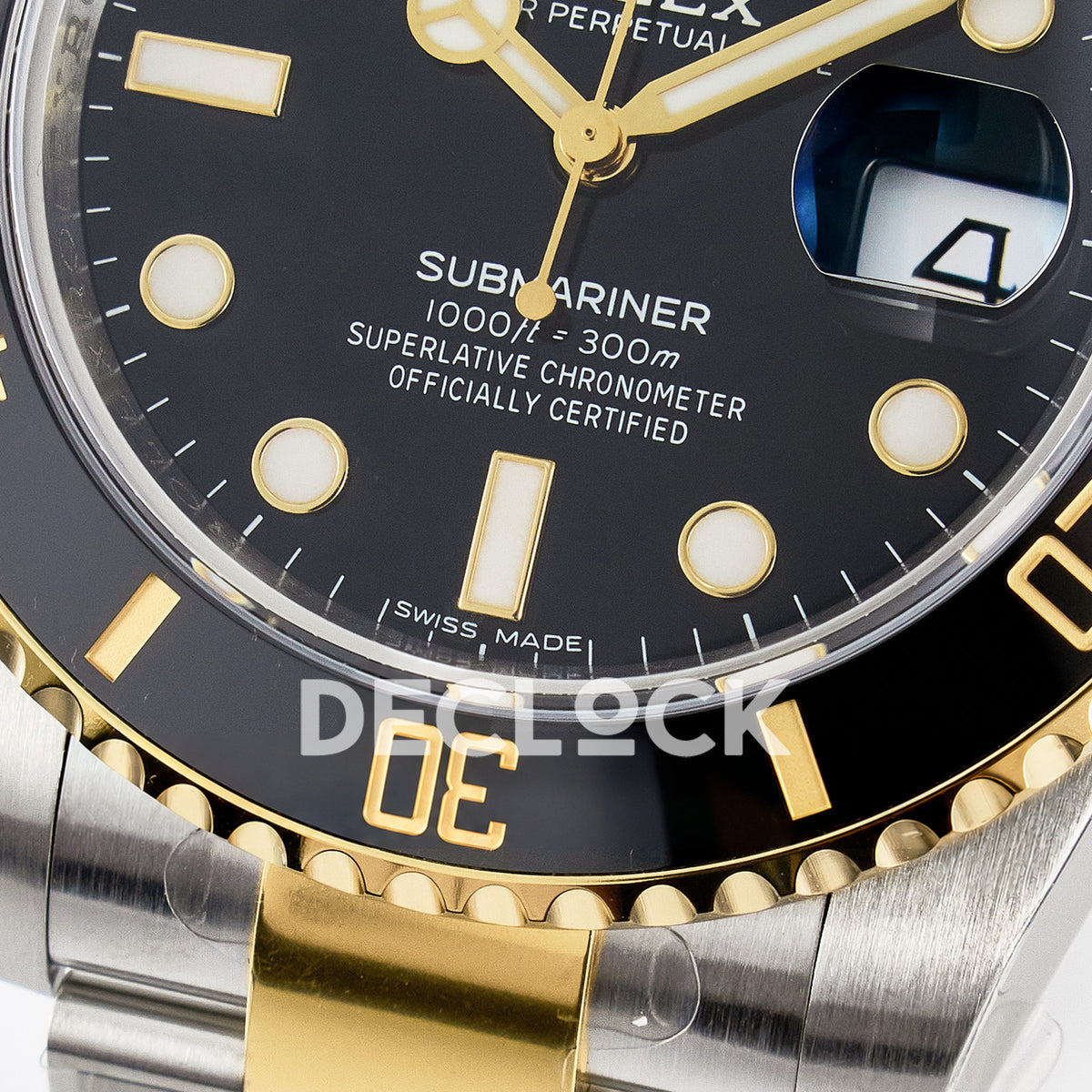 Rolex Submariner 116613LN 40mm VSF Two-Tone Black Dial VS3135 replica - lower dial closeup