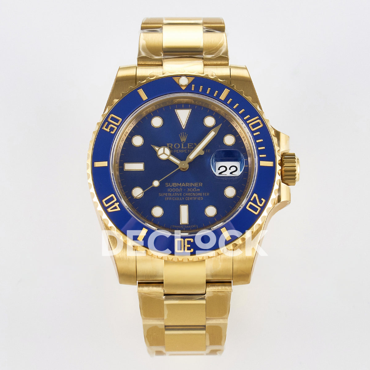 Rolex Submariner 116618LB 40.5mm VSF Yellow Gold Blue Dial VS3135 replica - front