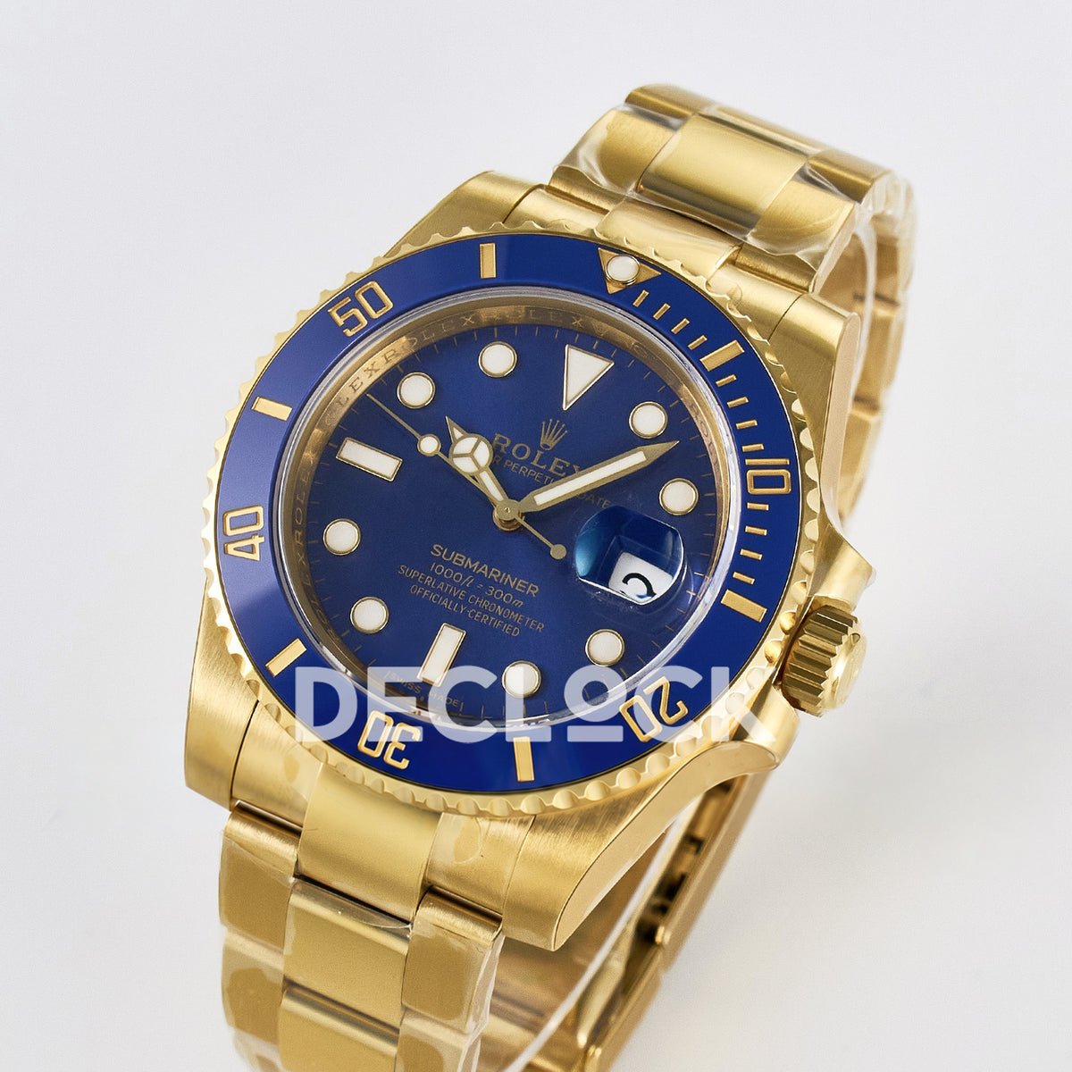 Rolex Submariner 116618LB 40.5mm VSF Yellow Gold Blue Dial VS3135 replica - front angle