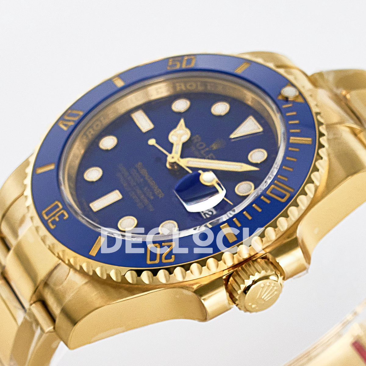 Rolex Submariner 116618LB 40.5mm VSF Yellow Gold Blue Dial VS3135 replica - crown front angle