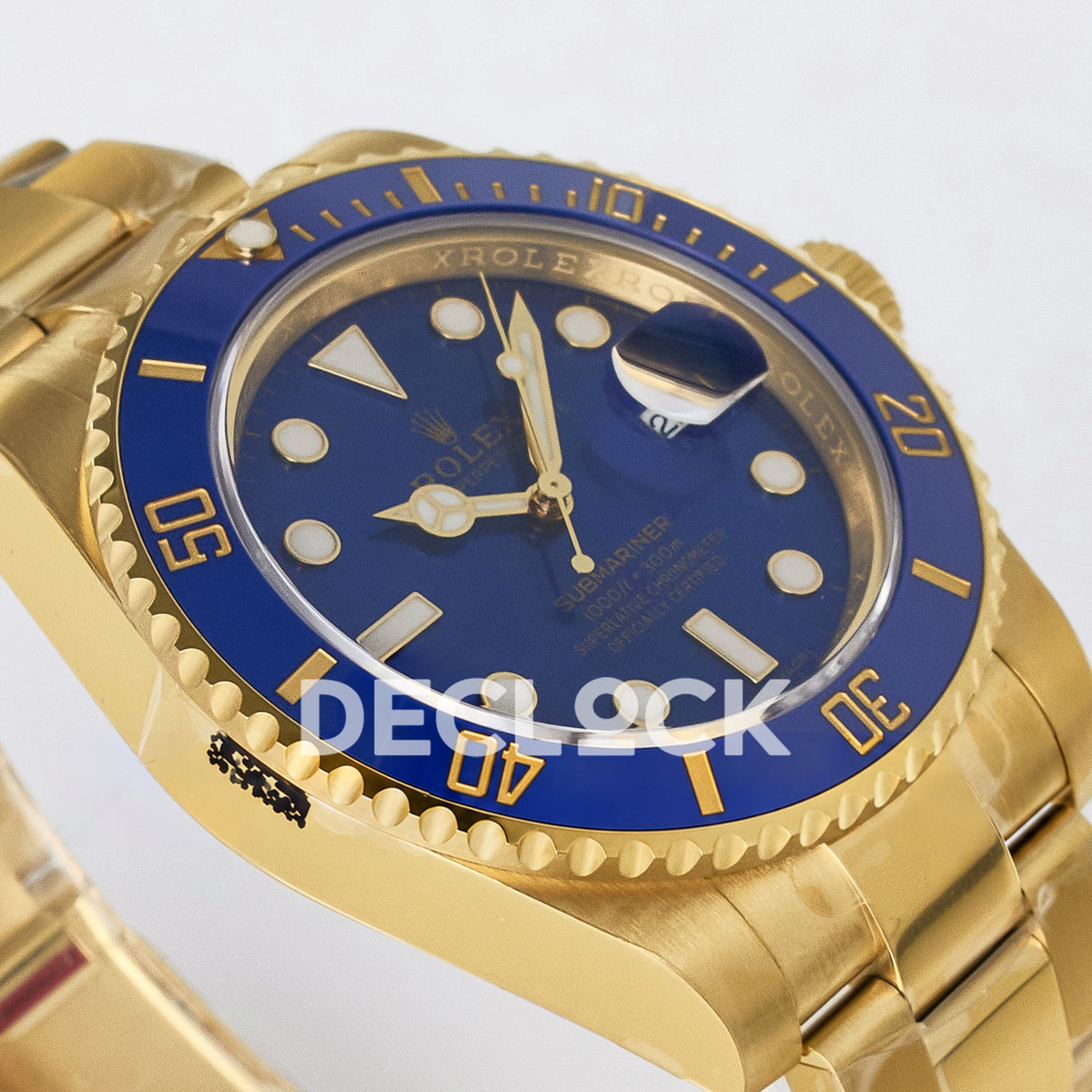 Rolex Submariner 116618LB 40.5mm VSF Yellow Gold Blue Dial VS3135 replica - opposite dial angle