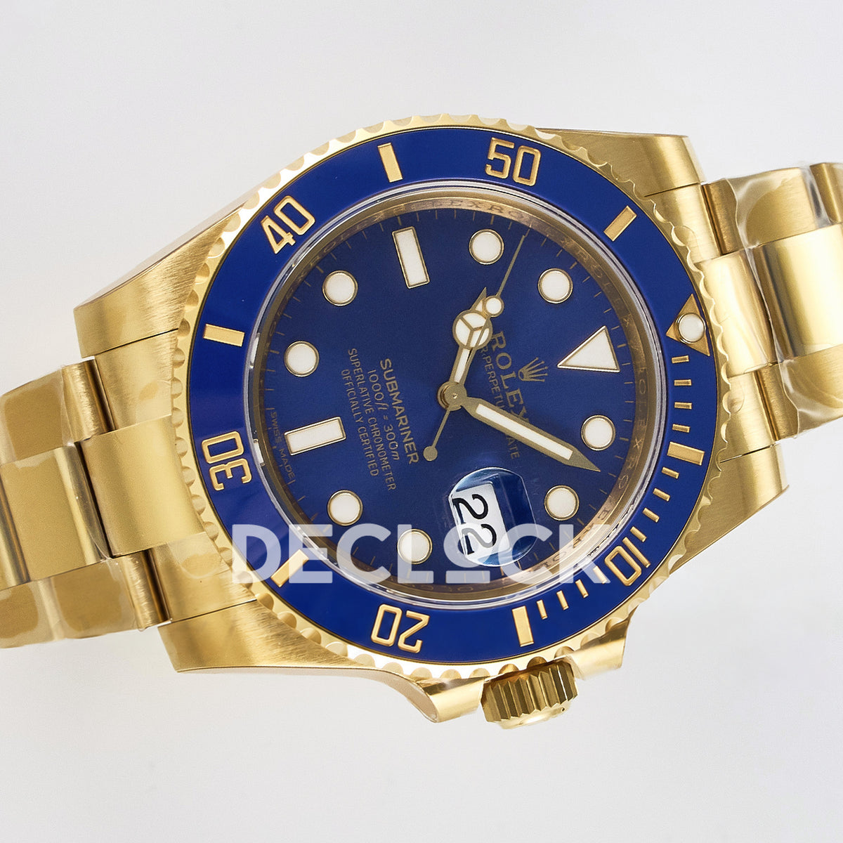 Rolex Submariner 116618LB 40.5mm VSF Yellow Gold Blue Dial VS3135 replica - rotated front