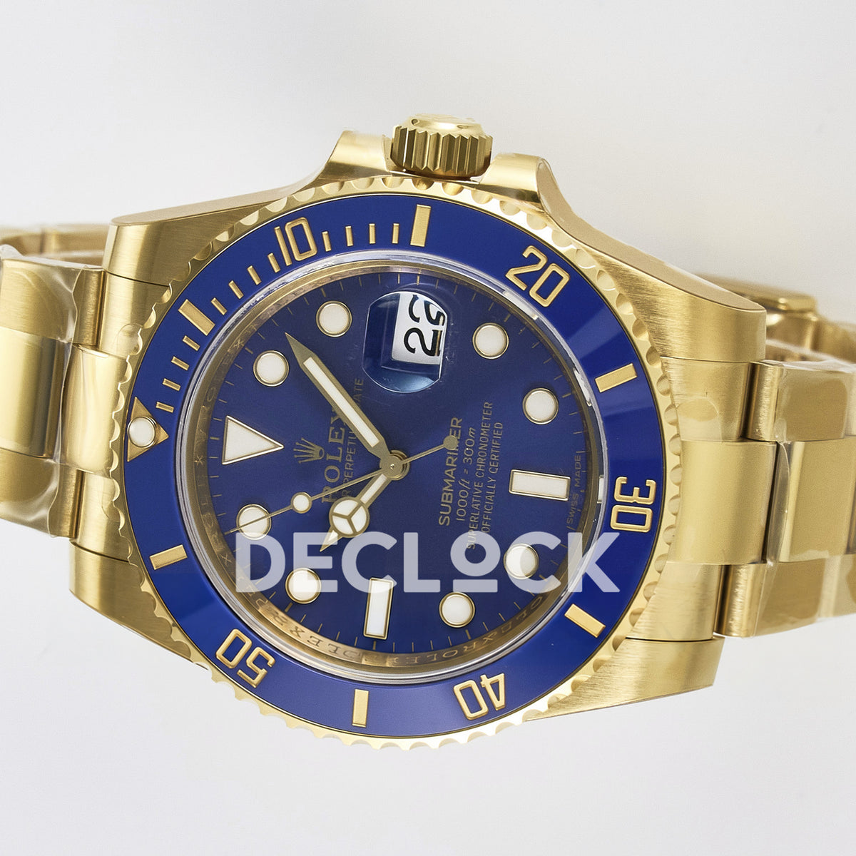 Rolex Submariner 116618LB 40.5mm VSF Yellow Gold Blue Dial VS3135 replica - rotated dial