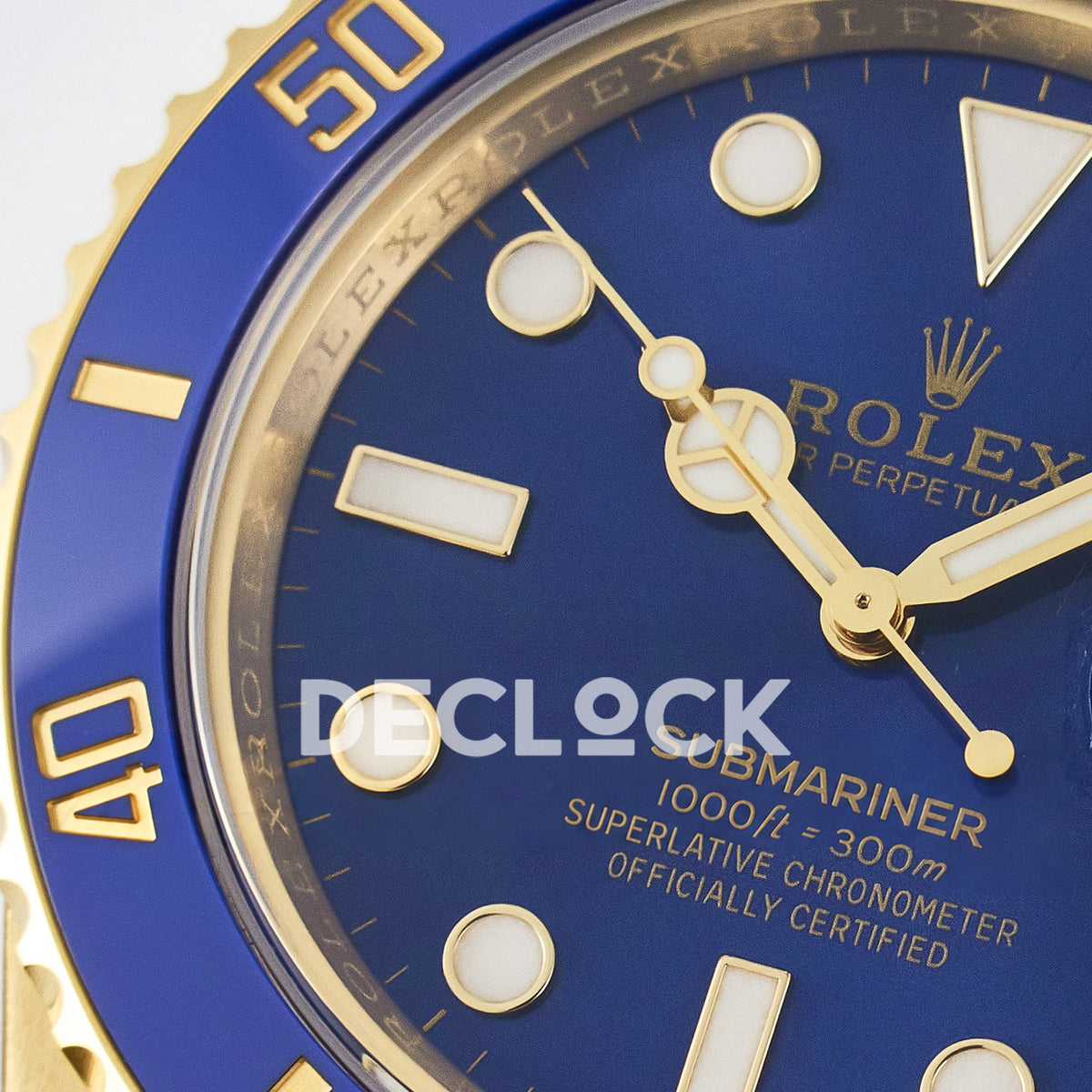 Rolex Submariner 116618LB 40.5mm VSF Yellow Gold Blue Dial VS3135 replica - dial left closeup