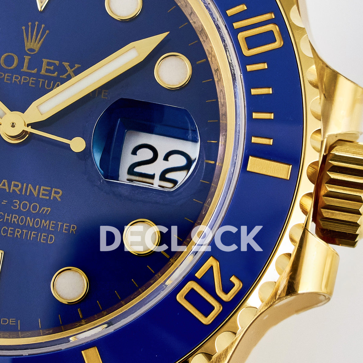 Rolex Submariner 116618LB 40.5mm VSF Yellow Gold Blue Dial VS3135 replica - dial right closeup